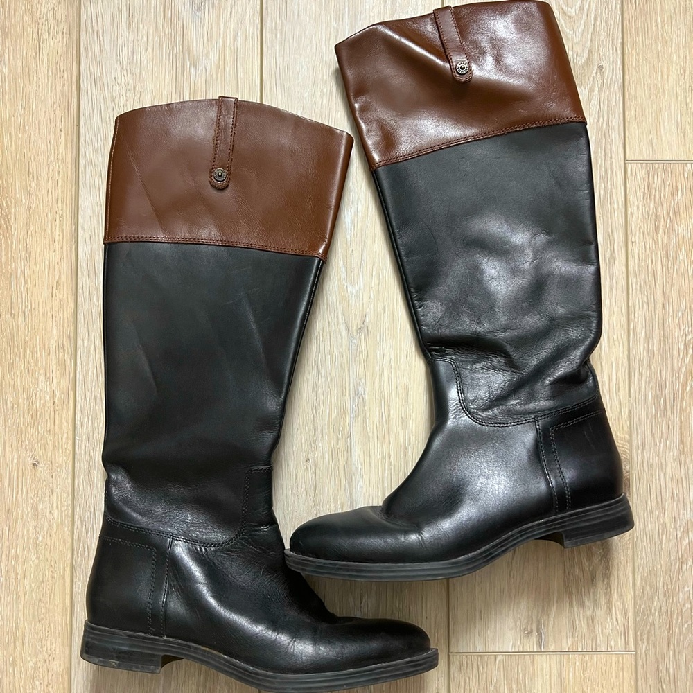 Enzo Real Leather Two Tone Riding Boots